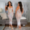 Sequin camisole V-neck dress sexy camisole fringe skirt one-piece dress for women