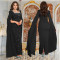 Fashionable women's back slit cape sleeve rhinestone elegant dress