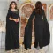Fashionable women's back slit cape sleeve rhinestone elegant dress