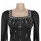 Fashionable women's back slit cape sleeve rhinestone elegant dress