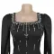 Fashionable women's back slit cape sleeve rhinestone elegant dress