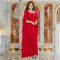 Fashionable women's back slit cape sleeve rhinestone elegant dress