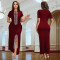 Fashionable women's rhinestone bag arm slit elegant slim fit dress