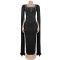 Fashionable women's back slit cape sleeve rhinestone elegant dress