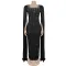 Fashionable women's back slit cape sleeve rhinestone elegant dress