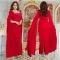 Fashionable women's back slit cape sleeve rhinestone elegant dress