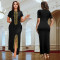 Fashionable women's rhinestone bag arm slit elegant slim fit dress