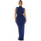 Half high neck pleated waist repair sleeveless high stretch long dress