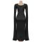 Fashionable women's back slit cape sleeve rhinestone elegant dress