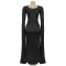 Fashionable women's back slit cape sleeve rhinestone elegant dress