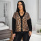 Retro lazy style leopard print V-neck sequined jacket, women's loose cardigan top, foreign trade style