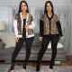 Retro lazy style leopard print V-neck sequined jacket, women's loose cardigan top, foreign trade style