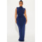 Half high neck pleated waist repair sleeveless high stretch long dress