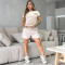 Summer new embossed embroidery strap short sleeved shorts set