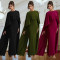 Fashionable women's casual elegant shawl long skirt round neck dress