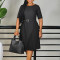 Summer fashion temperament five quarter sleeve high waist pleated commuting high waist pencil skirt dress