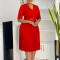2025 summer new fashionable temperament V-neck solid color plus size pleated African foreign trade dress