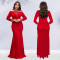 Fashionable women's elegant slim fit bag arm rhinestone solid color dress
