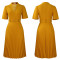 Women's summer new short sleeved V-neck pleated high waist fashionable temperament cinched waist African dress