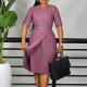 Summer fashion temperament five quarter sleeve high waist pleated commuting high waist pencil skirt dress