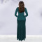 Fashionable women's elegant slim fit bag arm rhinestone solid color dress