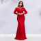 Fashionable women's elegant slim fit bag arm rhinestone solid color dress