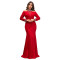 Fashionable women's elegant slim fit bag arm rhinestone solid color dress