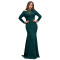 Fashionable women's elegant slim fit bag arm rhinestone solid color dress