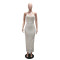 Sequin nail bead suspender long evening gown, socialite party slit dress
