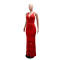 New Sexy V-neck Butt hugging Straight Gunn Burnt Flower Hollow Butt hugging Dress