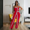 Fashionable women's sexy strapless bag arm backless button jumpsuit
