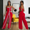 Fashionable women's sexy strapless bag arm backless button jumpsuit