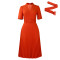 Women's summer new short sleeved V-neck pleated high waist fashionable temperament cinched waist African dress