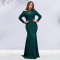 Fashionable women's elegant slim fit bag arm rhinestone solid color dress