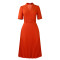 Women's summer new short sleeved V-neck pleated high waist fashionable temperament cinched waist African dress
