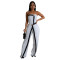 Fashionable women's sexy strapless bag arm backless button jumpsuit
