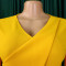 2025 summer new fashionable temperament V-neck solid color plus size pleated African foreign trade dress