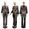 Fashion sequin jumpsuit round neck slim fit micro flared pants