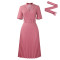 Women's summer new short sleeved V-neck pleated high waist fashionable temperament cinched waist African dress