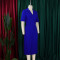Women's summer new short sleeved V-neck pleated high waist fashionable temperament cinched waist African dress
