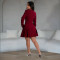 Fashionable women's elegant deep V-long sleeved ruffle edge short dress