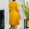 2025 summer new fashionable temperament V-neck solid color plus size pleated African foreign trade dress