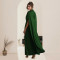 Fashion women's slim fit waist button round neck shawl dress new