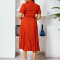 Women's summer new short sleeved V-neck pleated high waist fashionable temperament cinched waist African dress