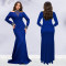 Fashionable women's elegant slim fit bag arm rhinestone solid color dress