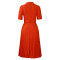 Women's summer new short sleeved V-neck pleated high waist fashionable temperament cinched waist African dress