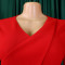 2025 summer new fashionable temperament V-neck solid color plus size pleated African foreign trade dress