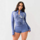 Cool girl, dark style spicy girl, wearing slim shorts, long sleeved suit