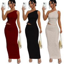 TU2025 summer new cute casual drawstring vest skirt two-piece set in stock