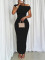 2025 New Cross border Cute and Fashionable Water Ripple Slanted Shoulder Dress in Stock
